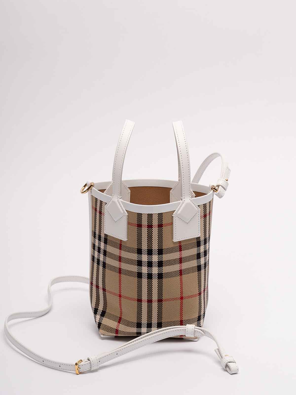 Shop Burberry Mini `london` Tote Bag In Beige