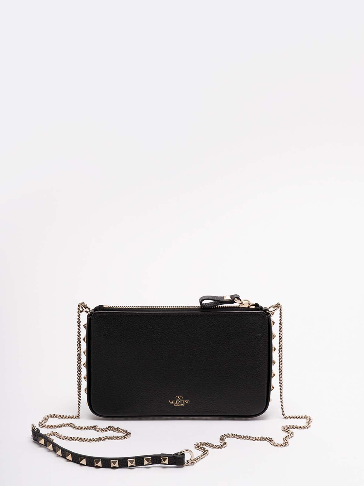 Valentino Garavani Black Rockstud Leather Pouch