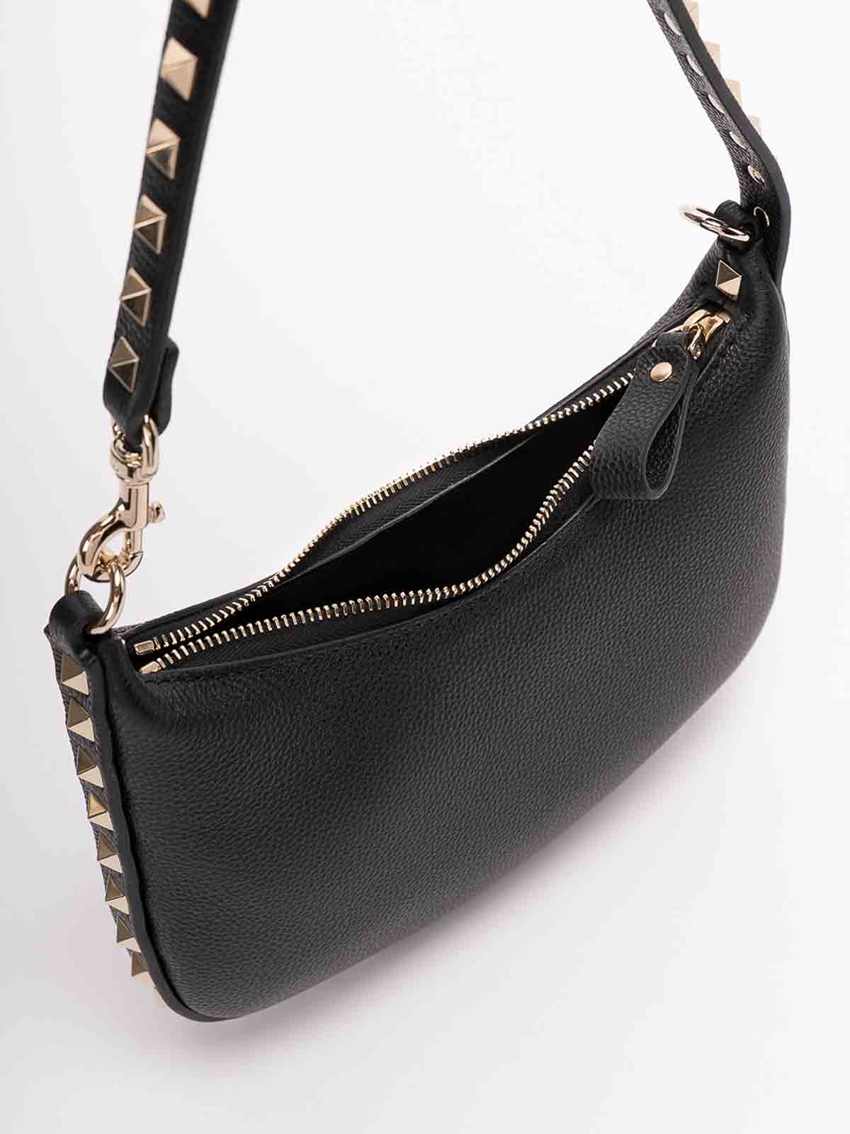 Valentino Garavani Small Leather Hobo Bag in Black
