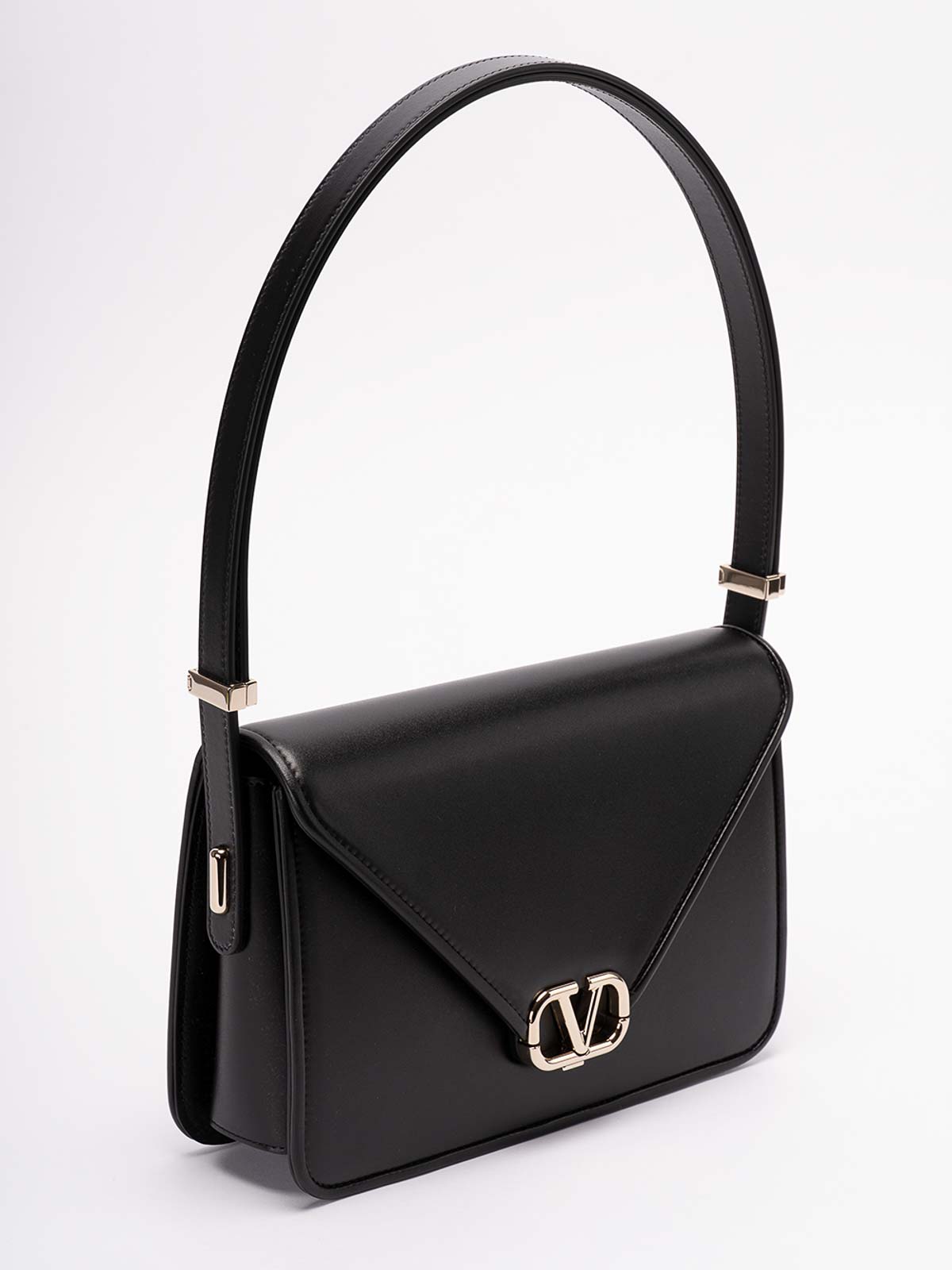 Letter Small Leather Shoulder Bag in Black - Valentino Garavani