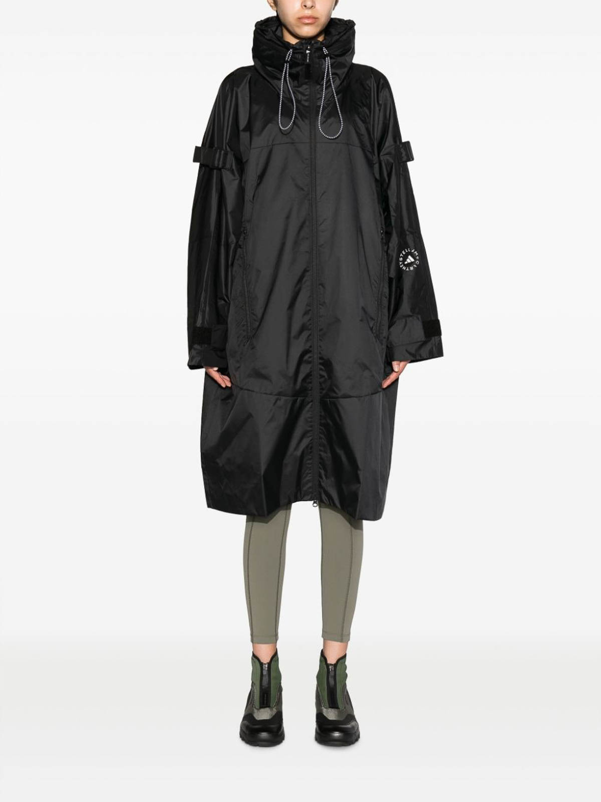 Shop Adidas By Stella Mccartney Truecasuals Hooded Midi Parka In Black