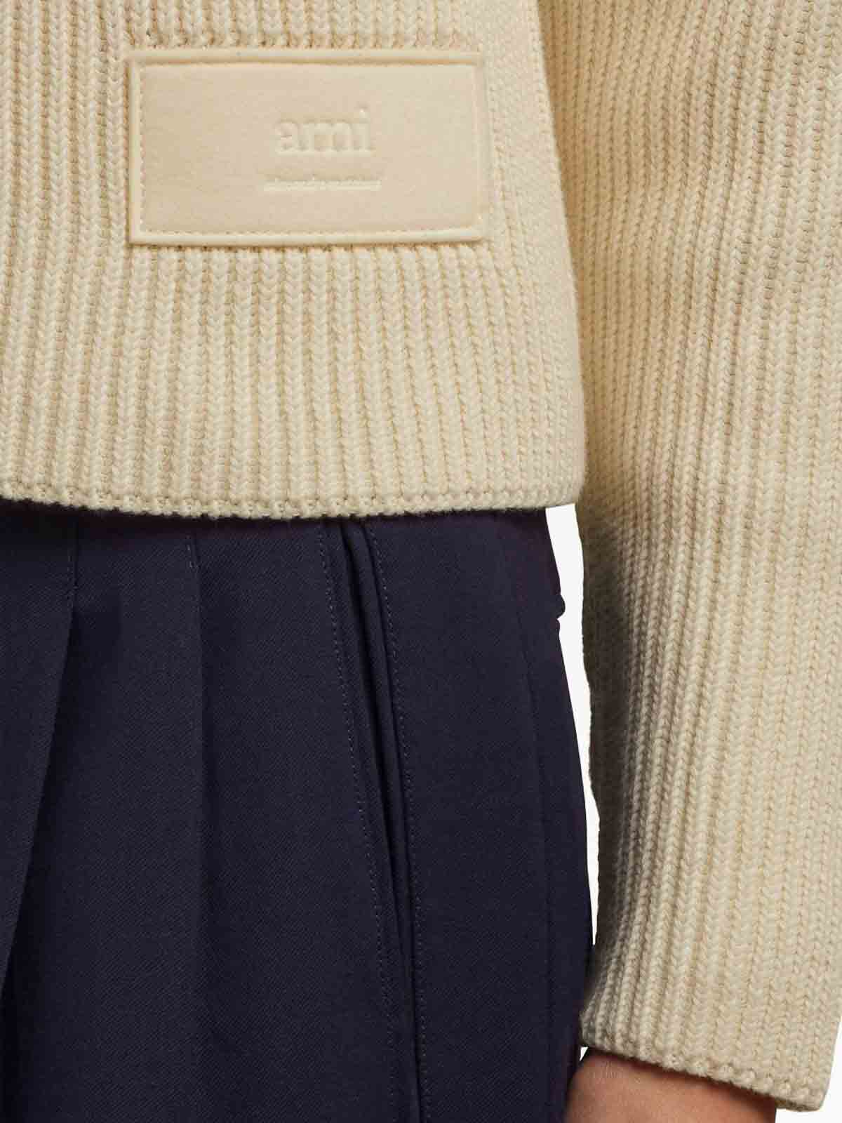 Shop Ami Alexandre Mattiussi Pari Logo-patch Knitted Jumper In White