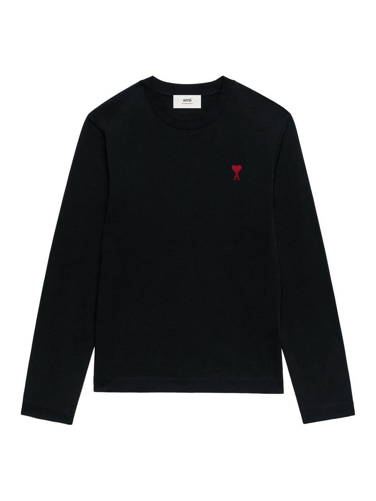 Shop Ami Alexandre Mattiussi Embroidered Cotton Sweatshirt In Black