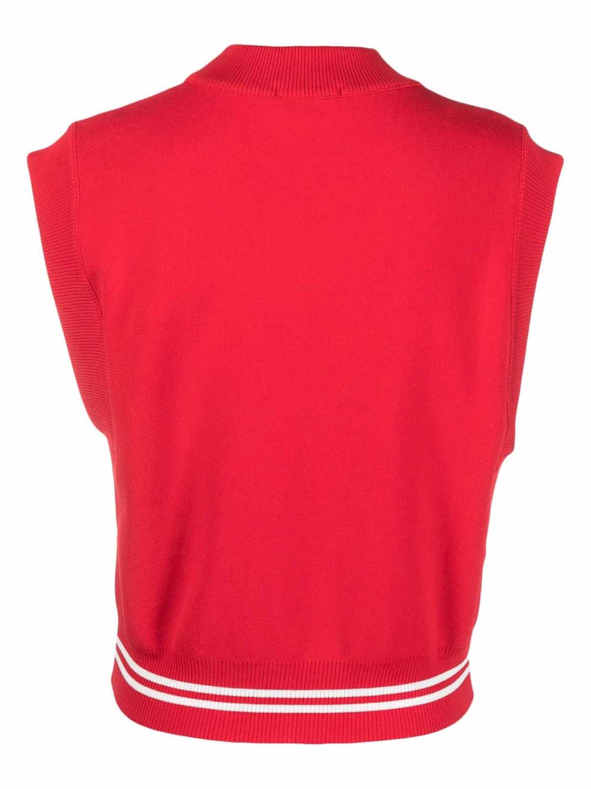 Shop Autry Logo-appliqu Striped-trim Vest In Red