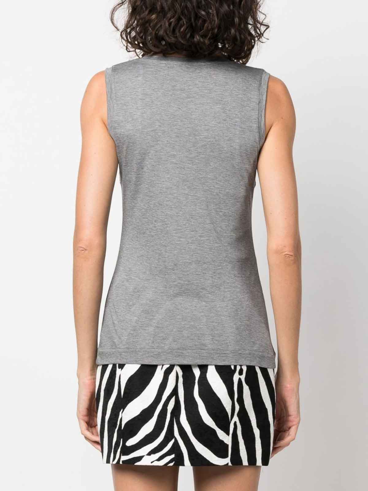 Shop Dolce & Gabbana Logo-patch Cotton Tank Top In Grey