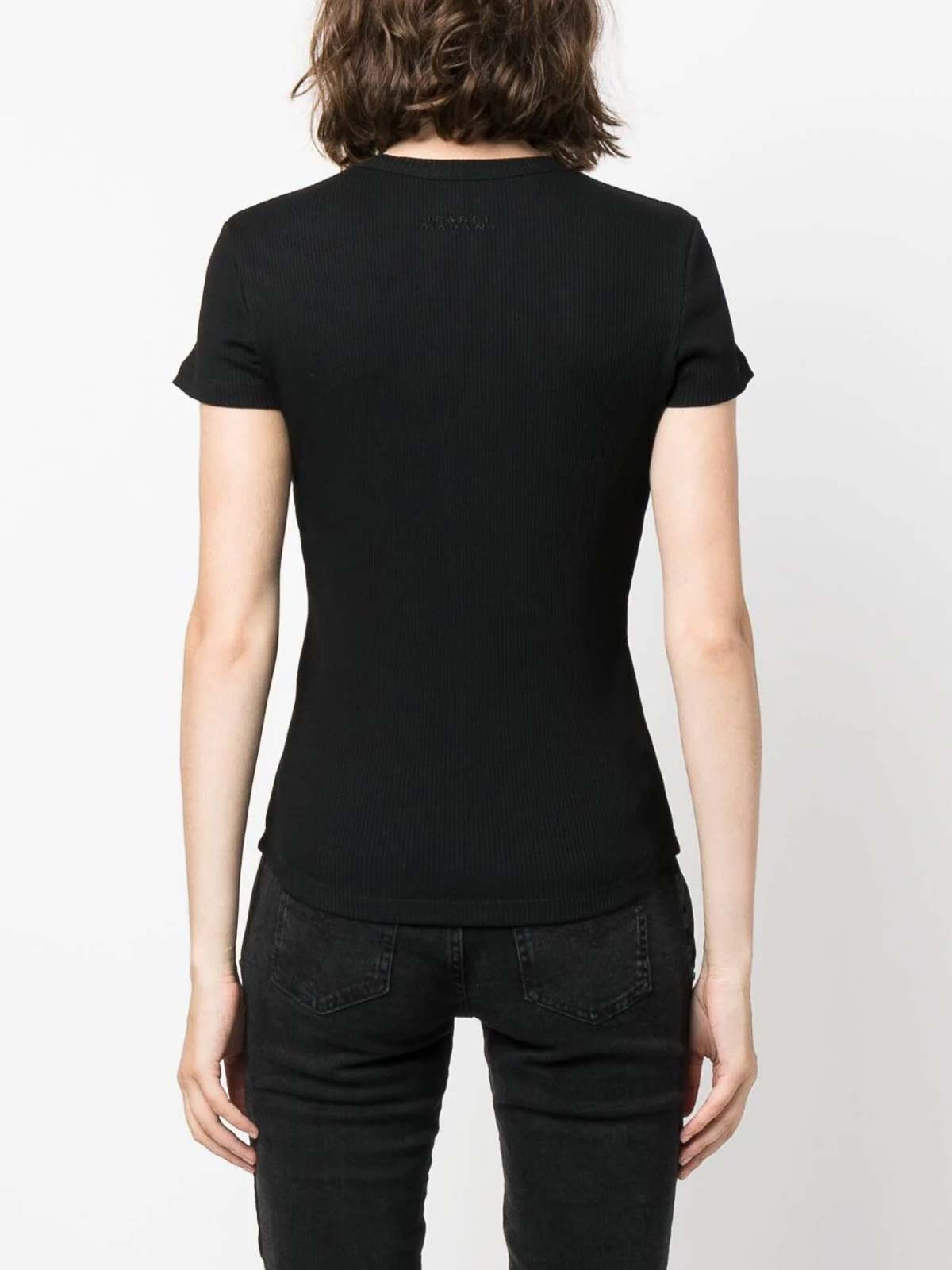 Shop Isabel Marant Crew-neck Fine-ribbed T-shirt In Black