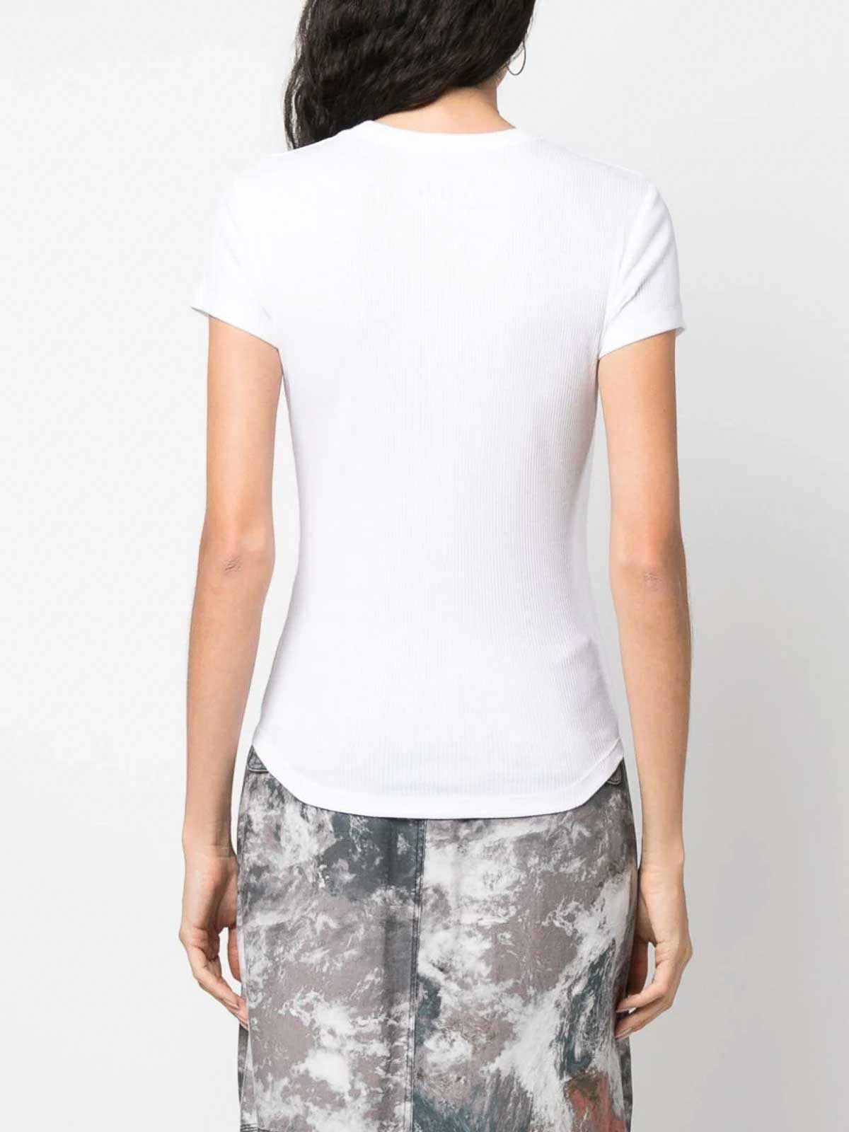 Shop Isabel Marant Ribbed Cotton T-shirt In White