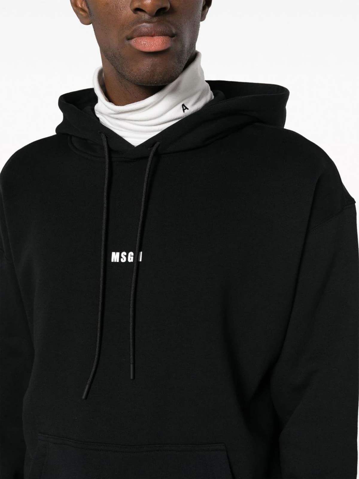 Shop Msgm Logo-print Drawstring Hoodie In Black