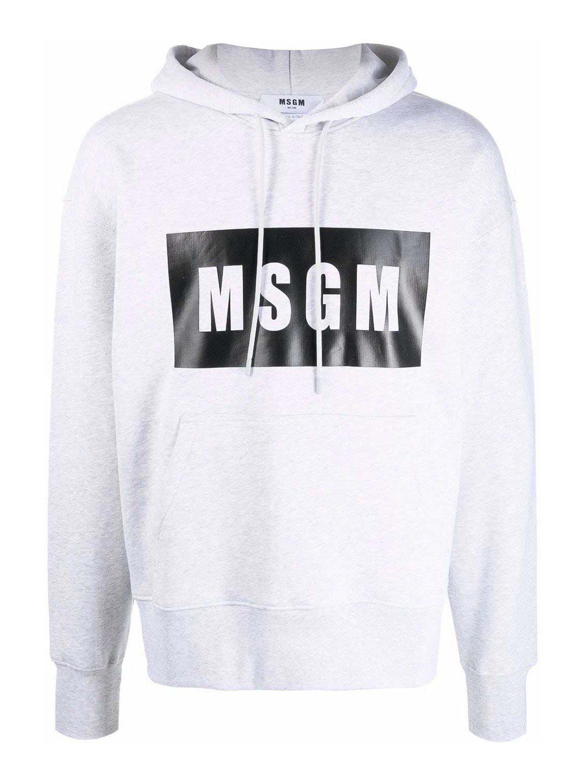 Shop Msgm Logo-print Cotton Hoodie In Grey