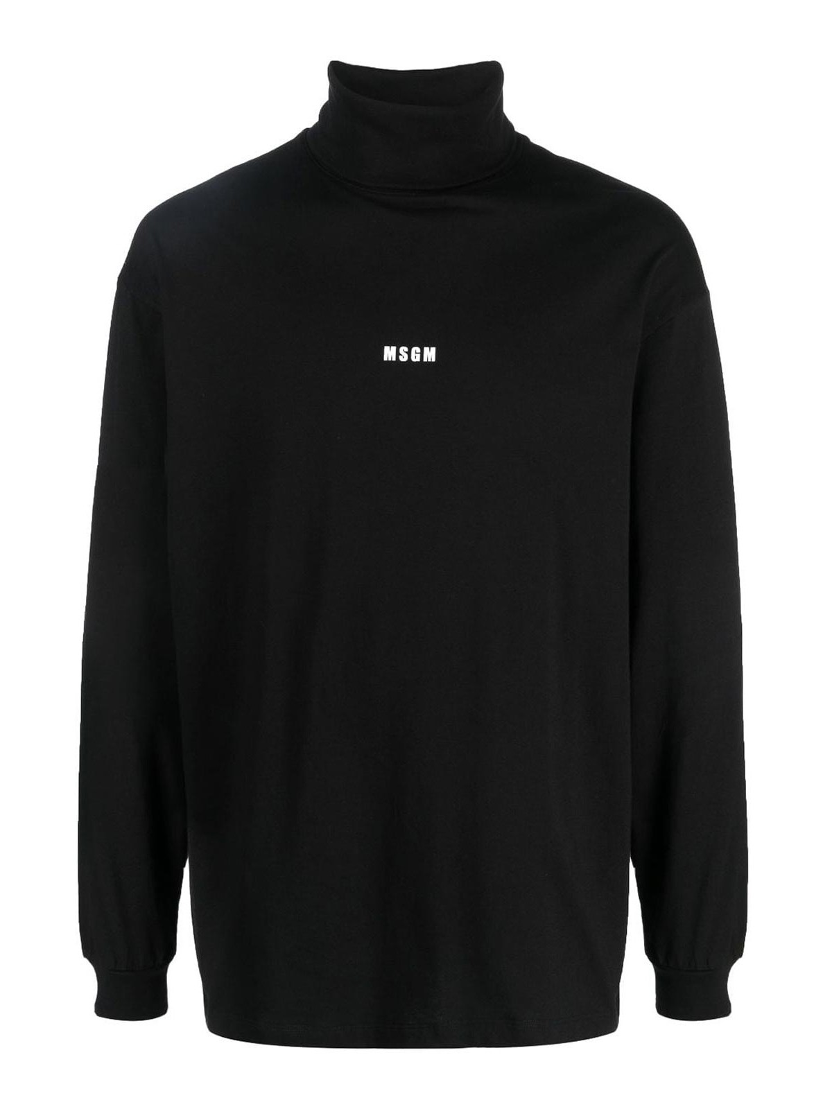 Msgm Logo-print Roll-neck Sweatshirt In Black