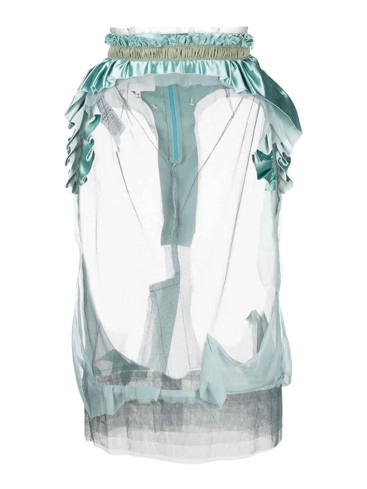 ★CRANK★SHEER FRILL LAYERED SKIRT_MINT★正規品/韓国直送料込 Frill-Layered Mini Skirt CD321 - Korean Women's Fashion | LEWKIN