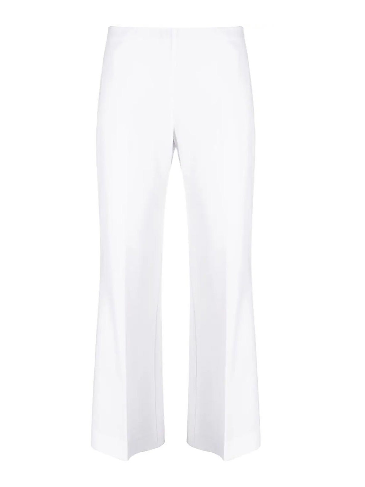 Shop P.a.r.o.s.h Stretch-wool Flared Cropped Trousers In White