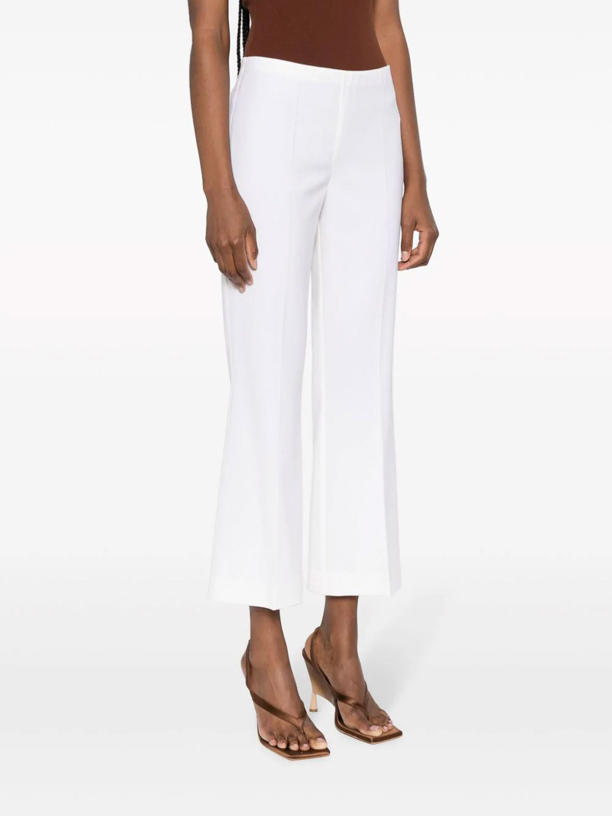 Shop P.a.r.o.s.h Stretch-wool Flared Cropped Trousers In White