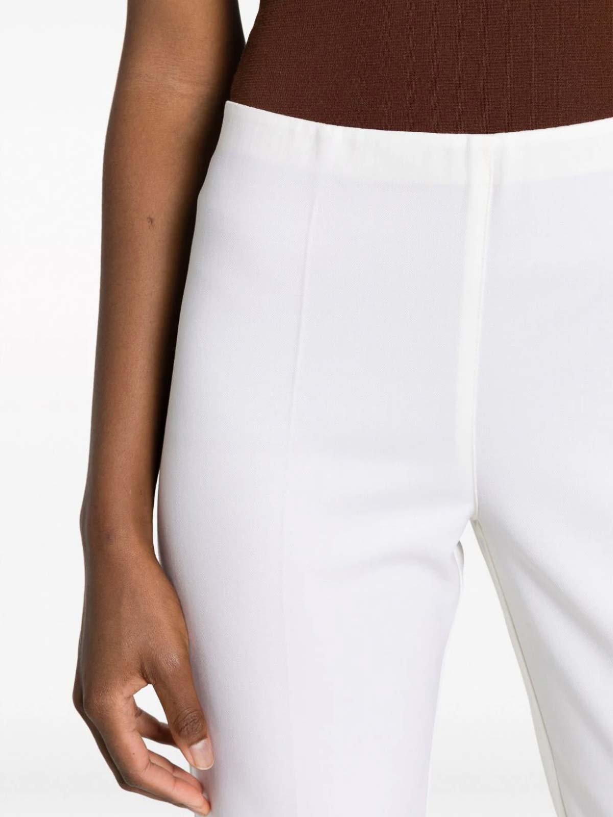 Shop P.a.r.o.s.h Stretch-wool Flared Cropped Trousers In White