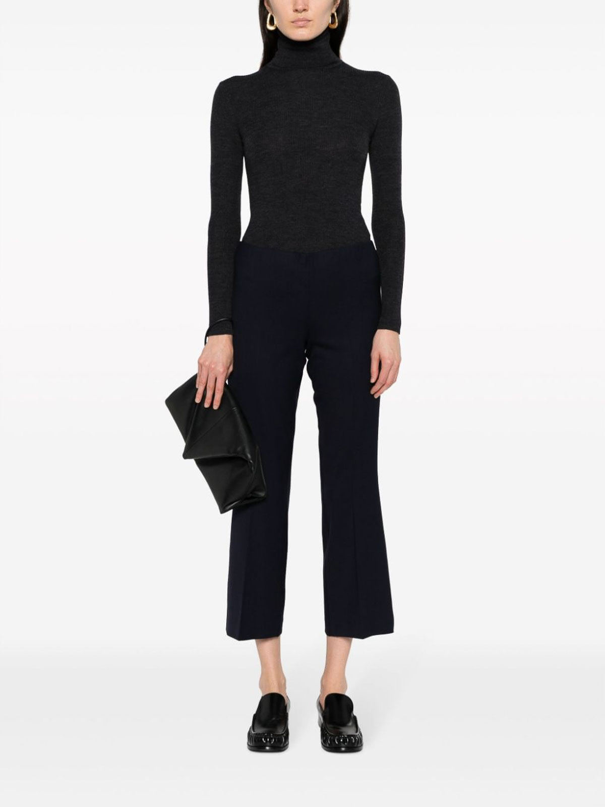 Shop P.a.r.o.s.h D Flared Virgin Wool Trousers In Blue