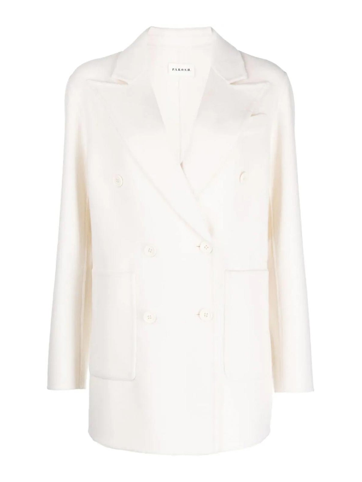 Shop P.a.r.o.s.h Double-breasted Wool Blazer In White