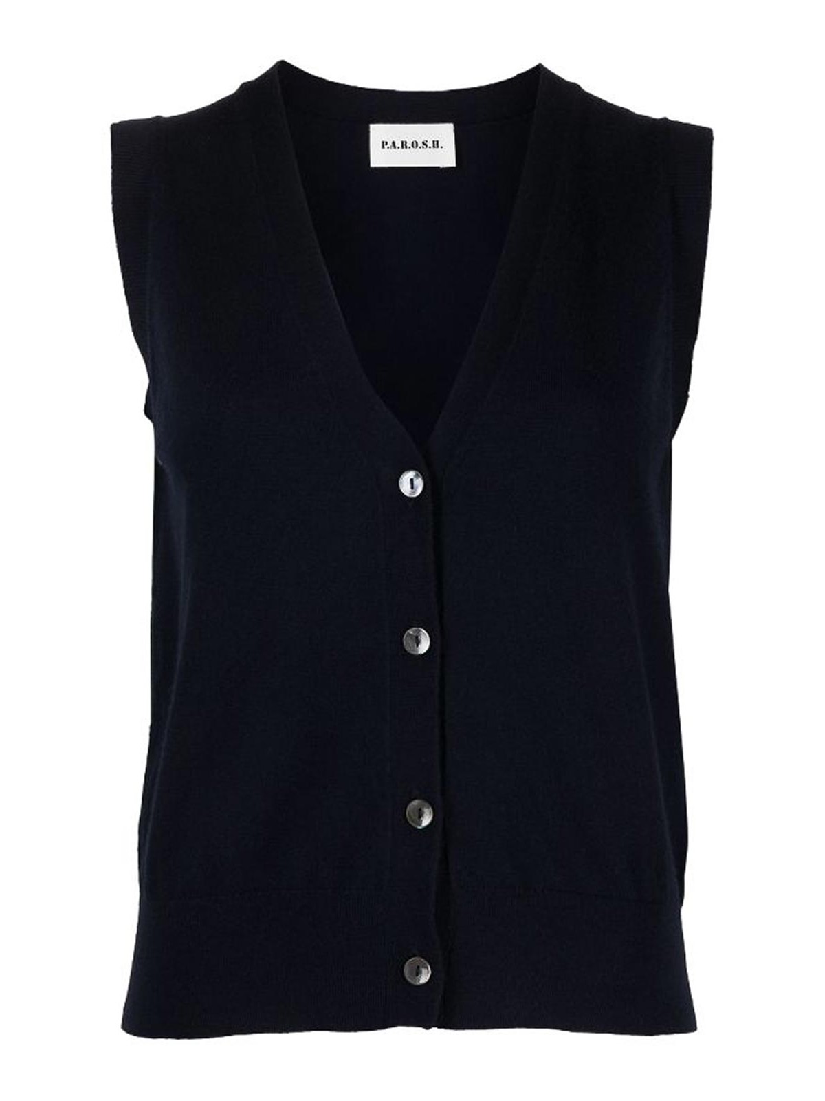 Shop P.a.r.o.s.h V-neck Fine-knit Vest In Blue