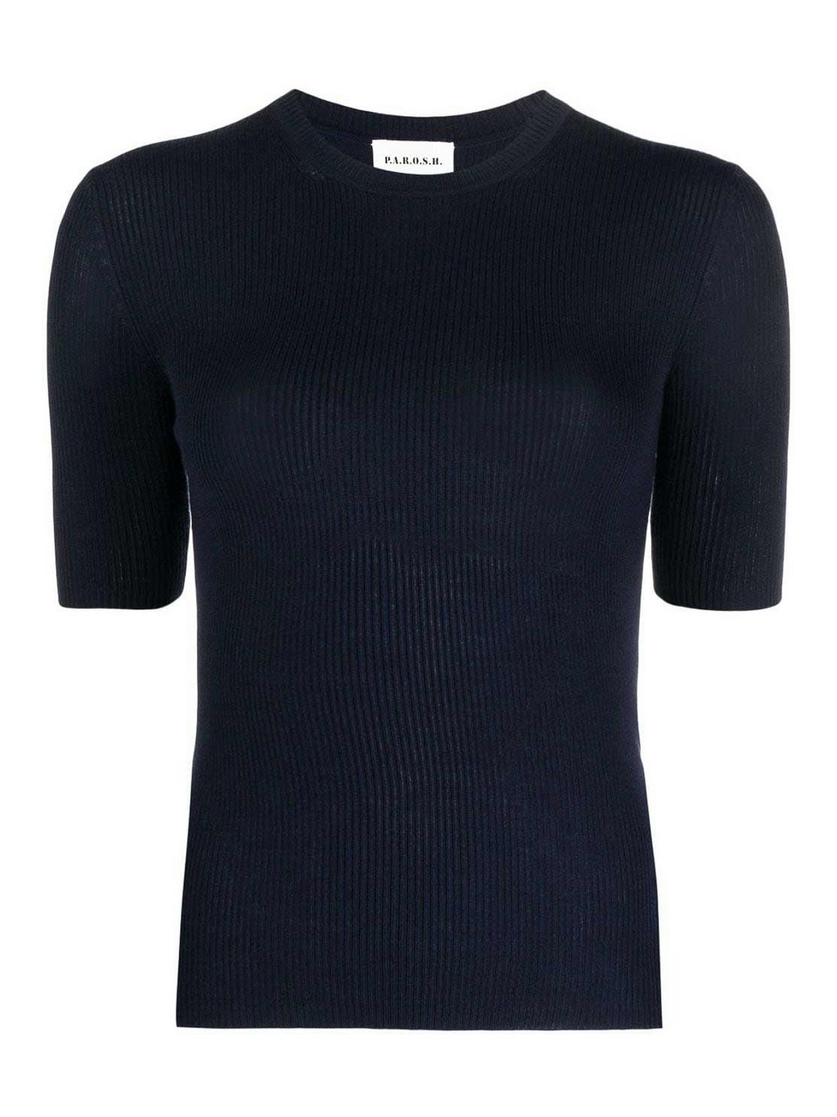 Shop P.a.r.o.s.h Ribbed-knit Wool T-shirt In Blue