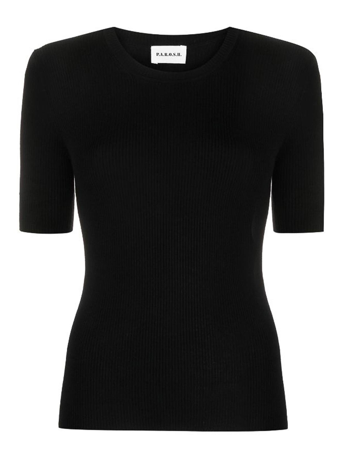 P.a.r.o.s.h Ribbed-knit Wool Top In Black