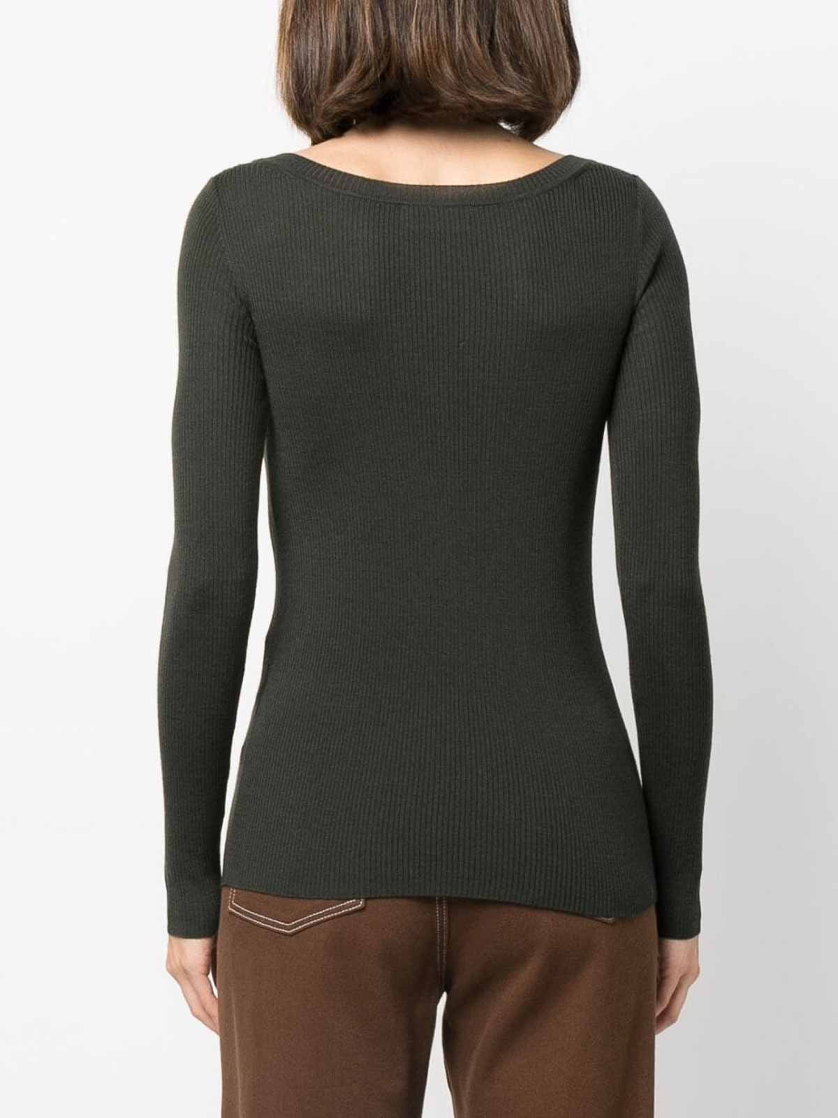 Shop P.a.r.o.s.h Ribbed Wool Jumper In Green