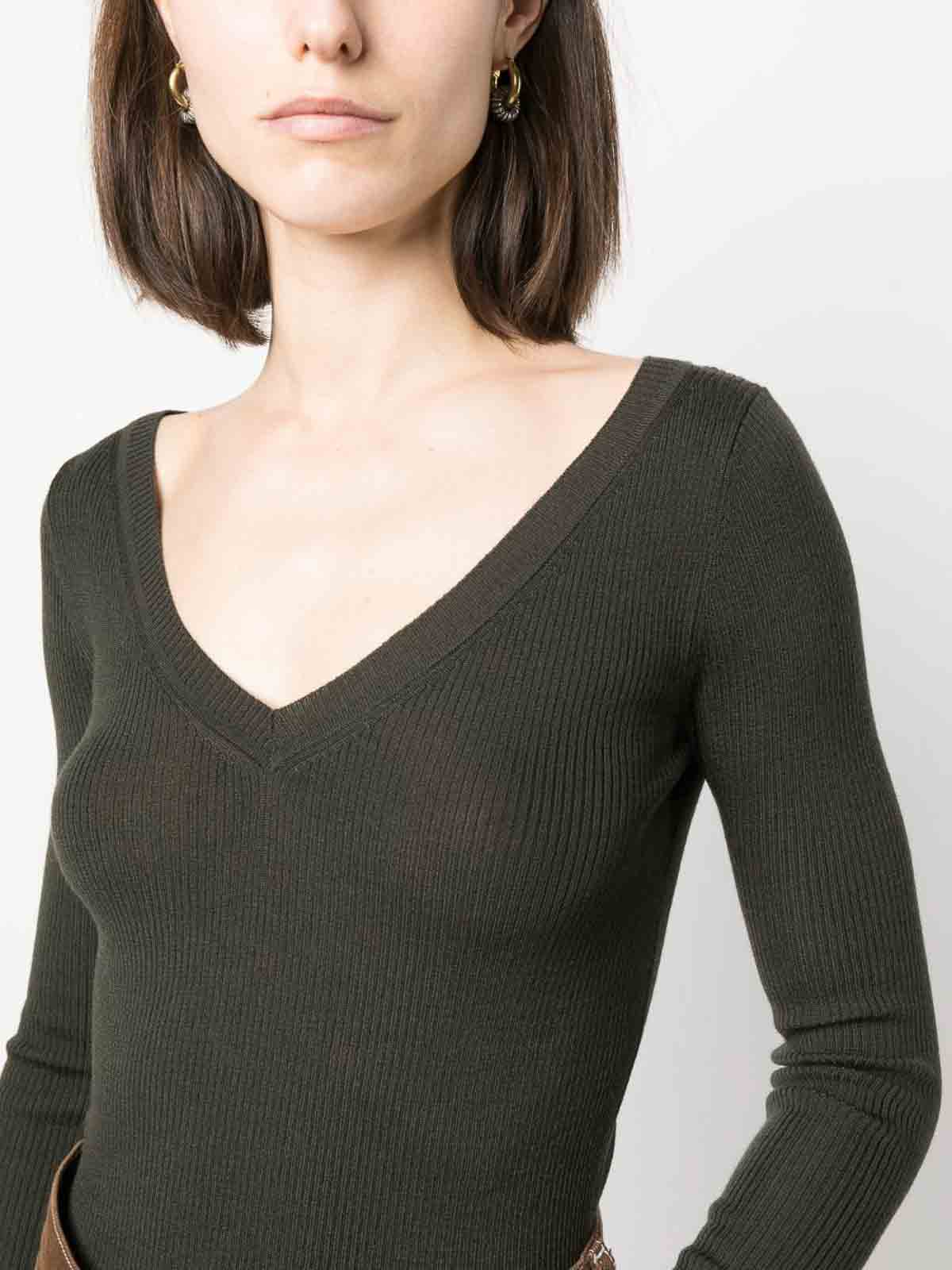 Shop P.a.r.o.s.h Ribbed Wool Jumper In Green