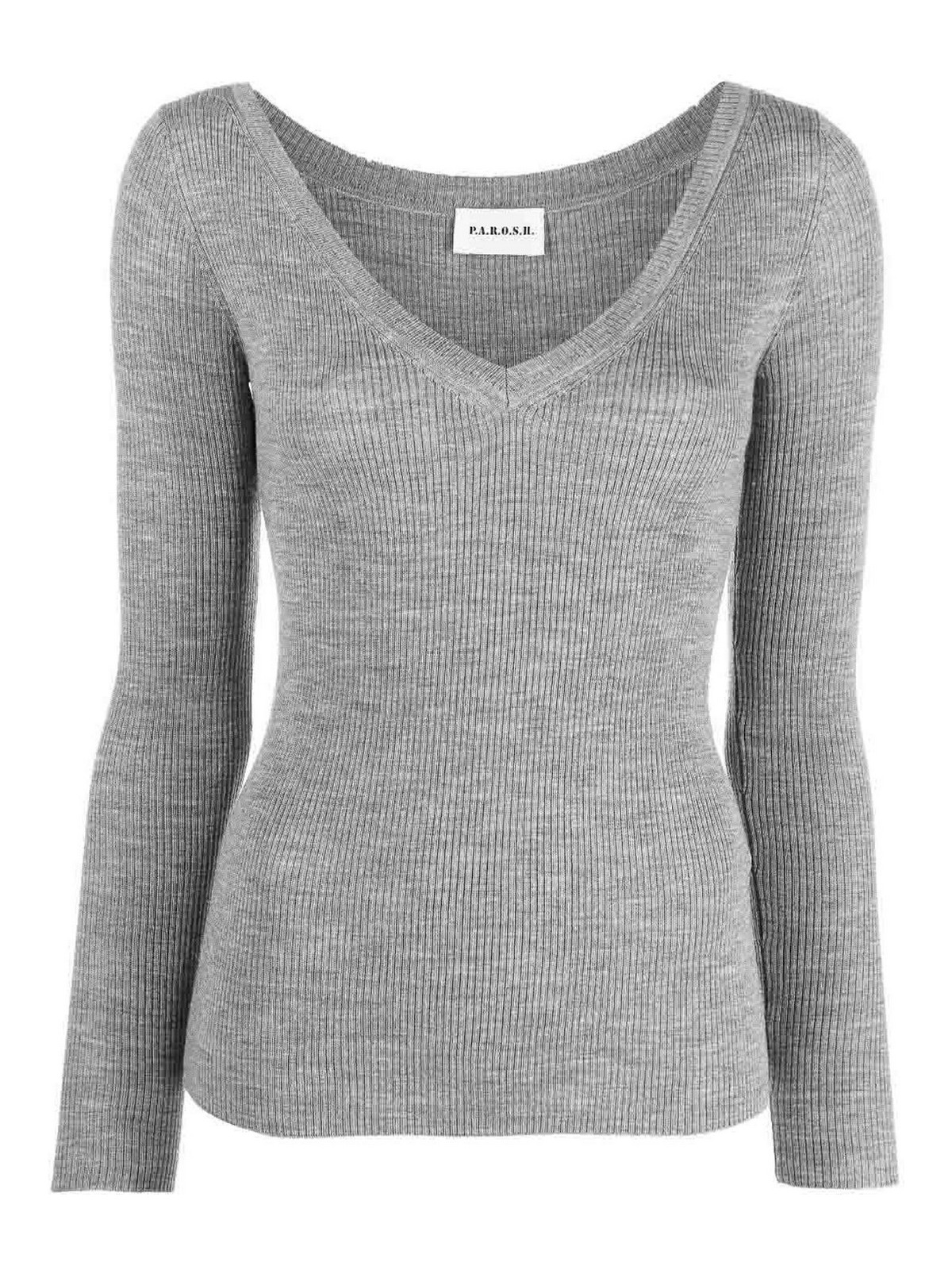 P.a.r.o.s.h Ribbed Wool Jumper In Grey