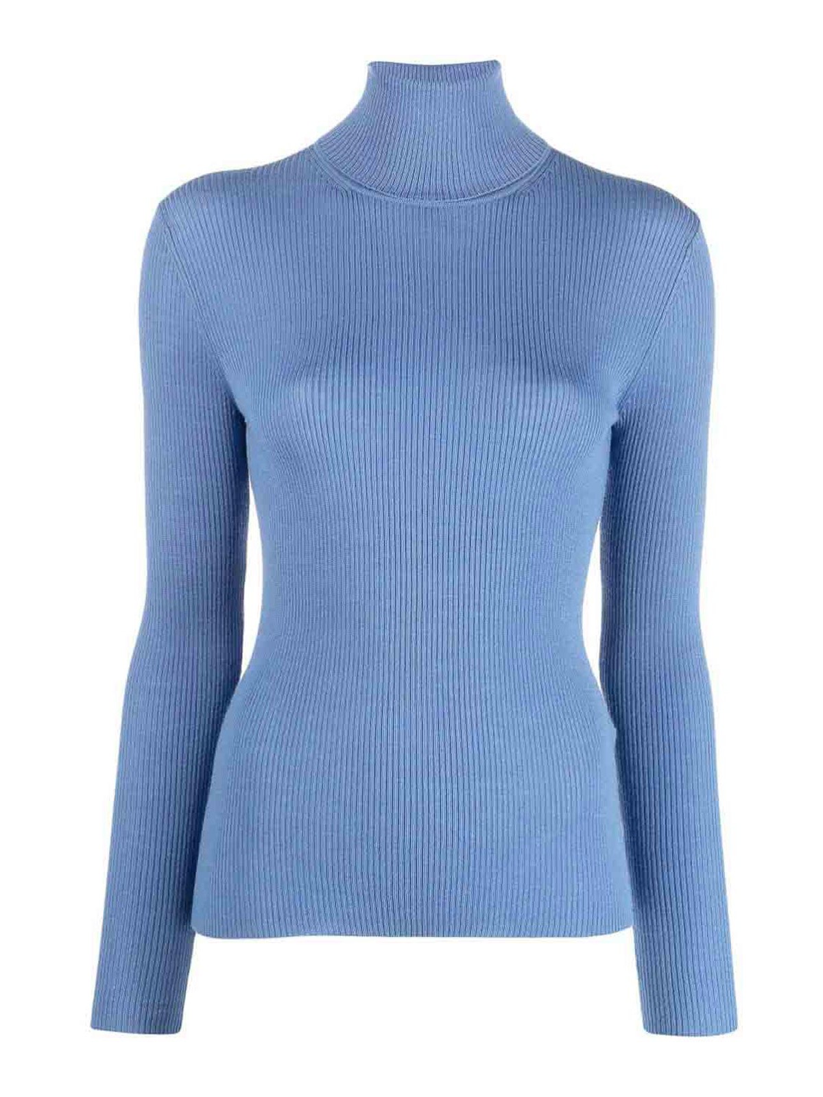 P.a.r.o.s.h Eck Ribbed Wool Jumper In Light Blue