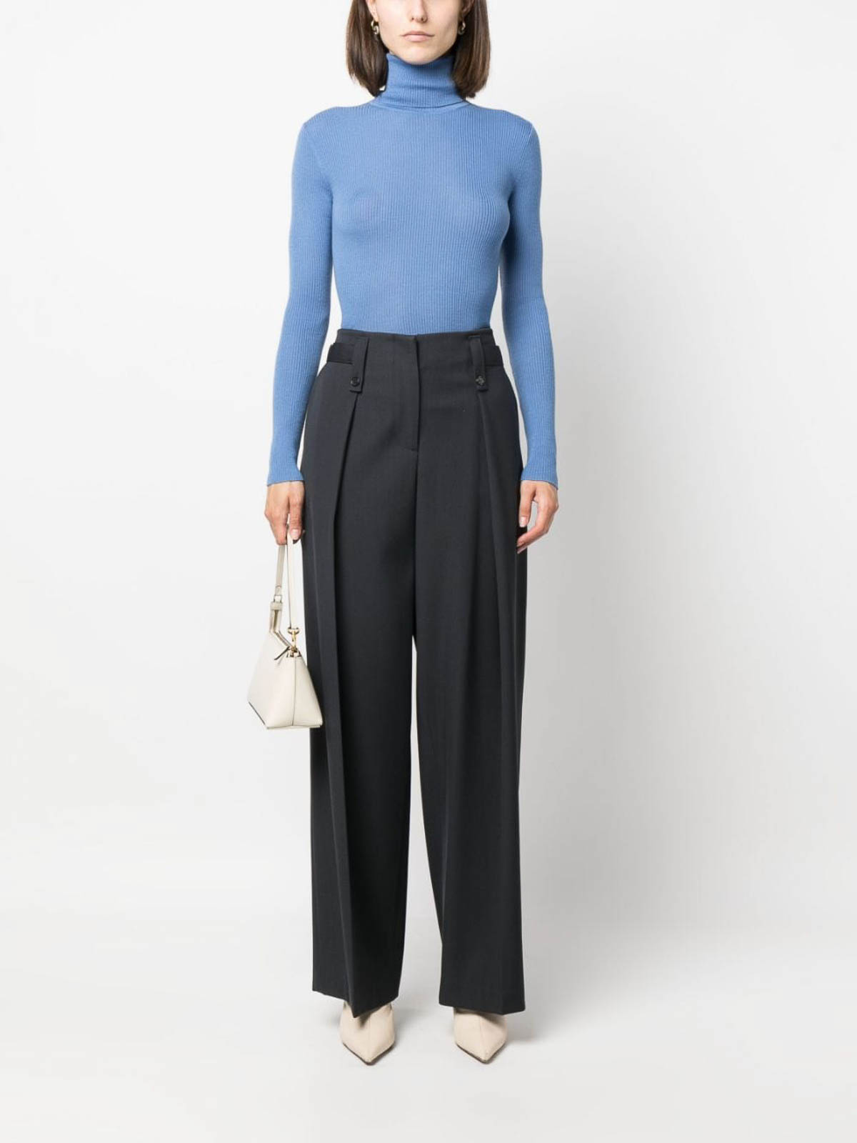 Shop P.a.r.o.s.h Eck Ribbed Wool Jumper In Light Blue