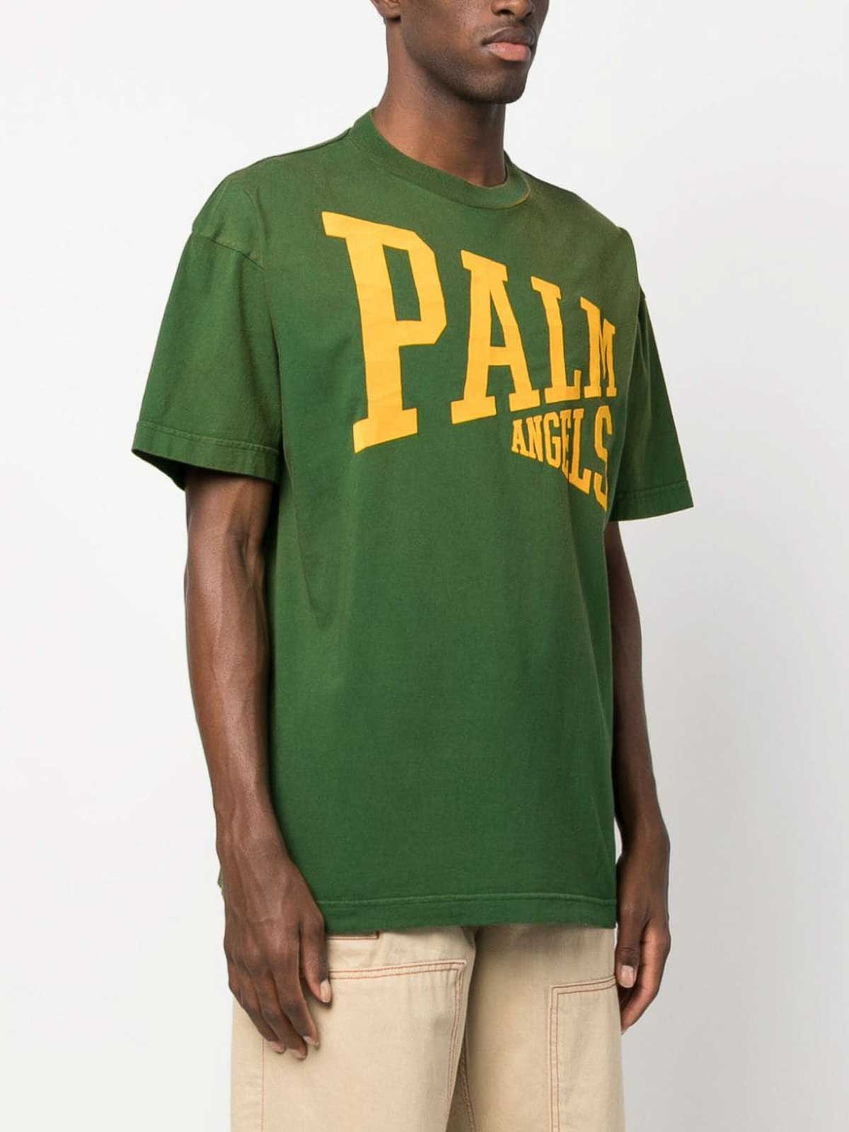 Shop Palm Angels College Tees In Gold