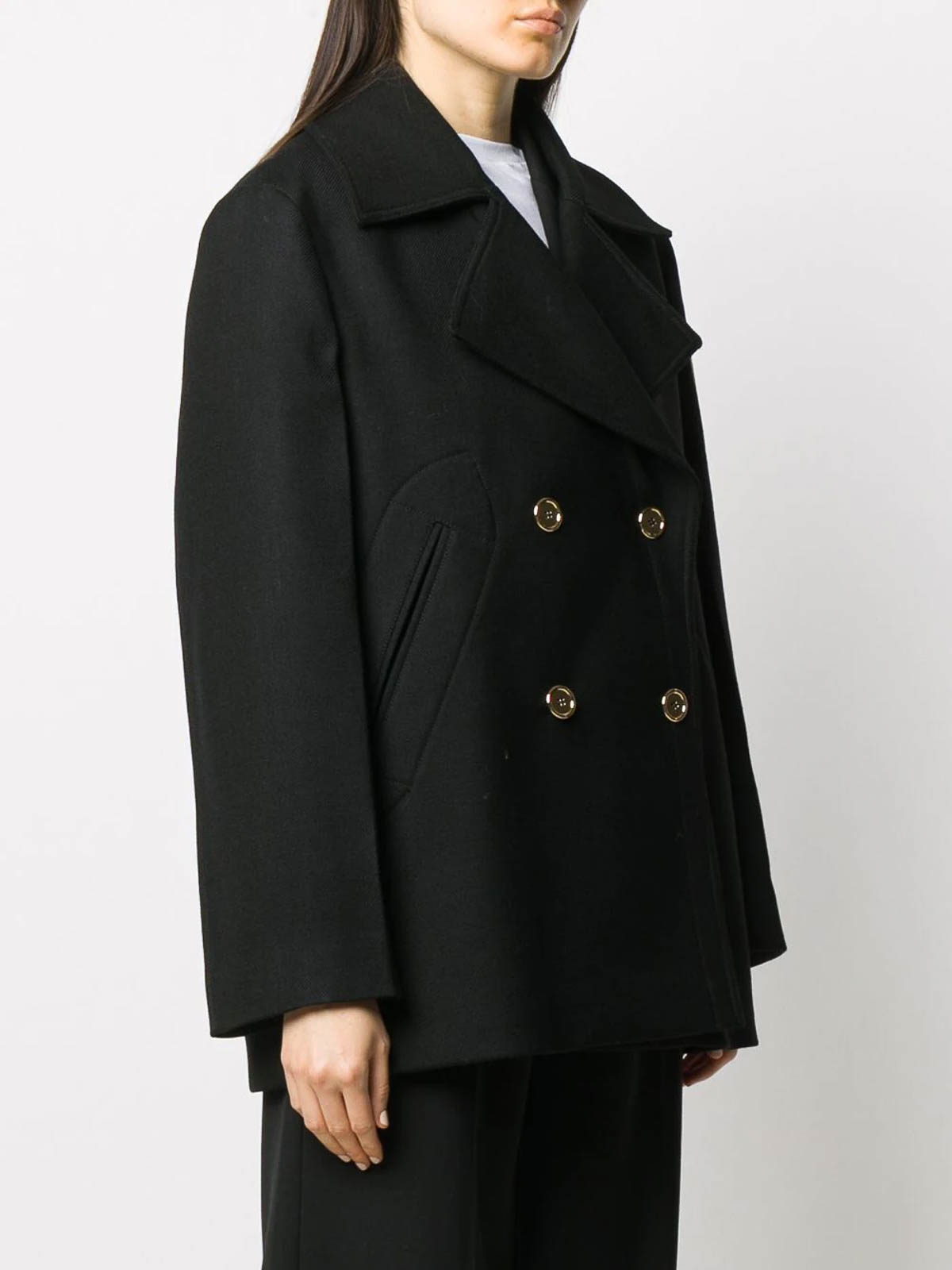 Patou double breasted coat - Black - Women|CO0010001999B