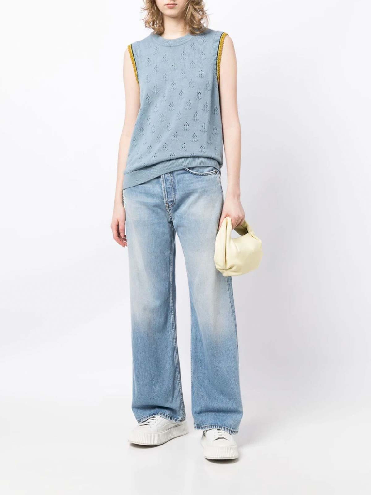 Shop Paul Smith Crew-neck Sleeveless Knitted Top In Blue