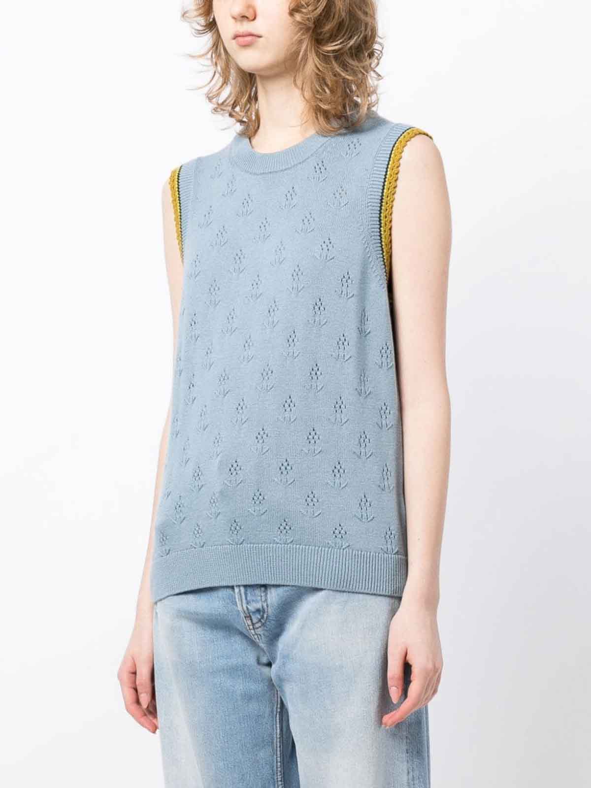 Shop Paul Smith Crew-neck Sleeveless Knitted Top In Blue