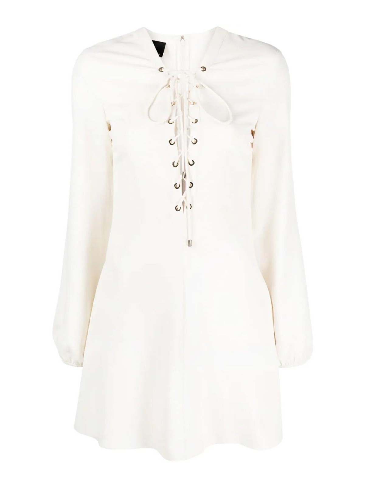 Shop Pinko Lace-up Mini Dress In White