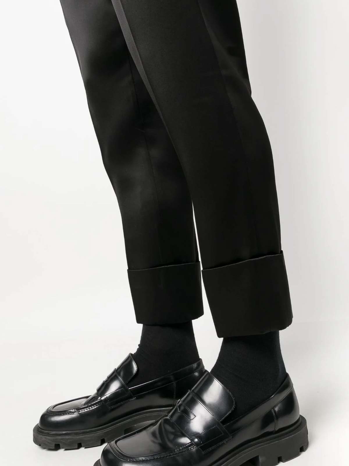 Shop Sapio Satin-finish Cropped Tailored Trousers In Black
