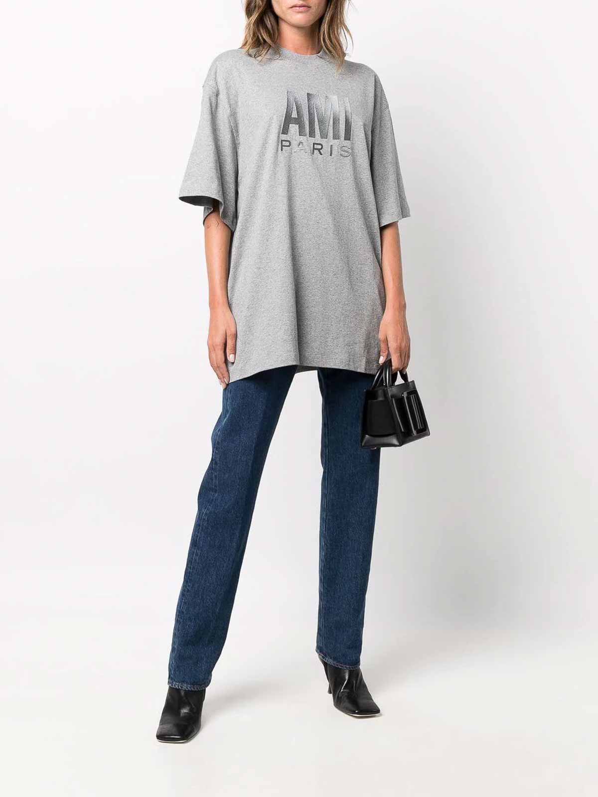 Ami Paris paris embroidered-logo organic cotton t-shirt|UTS003725055
