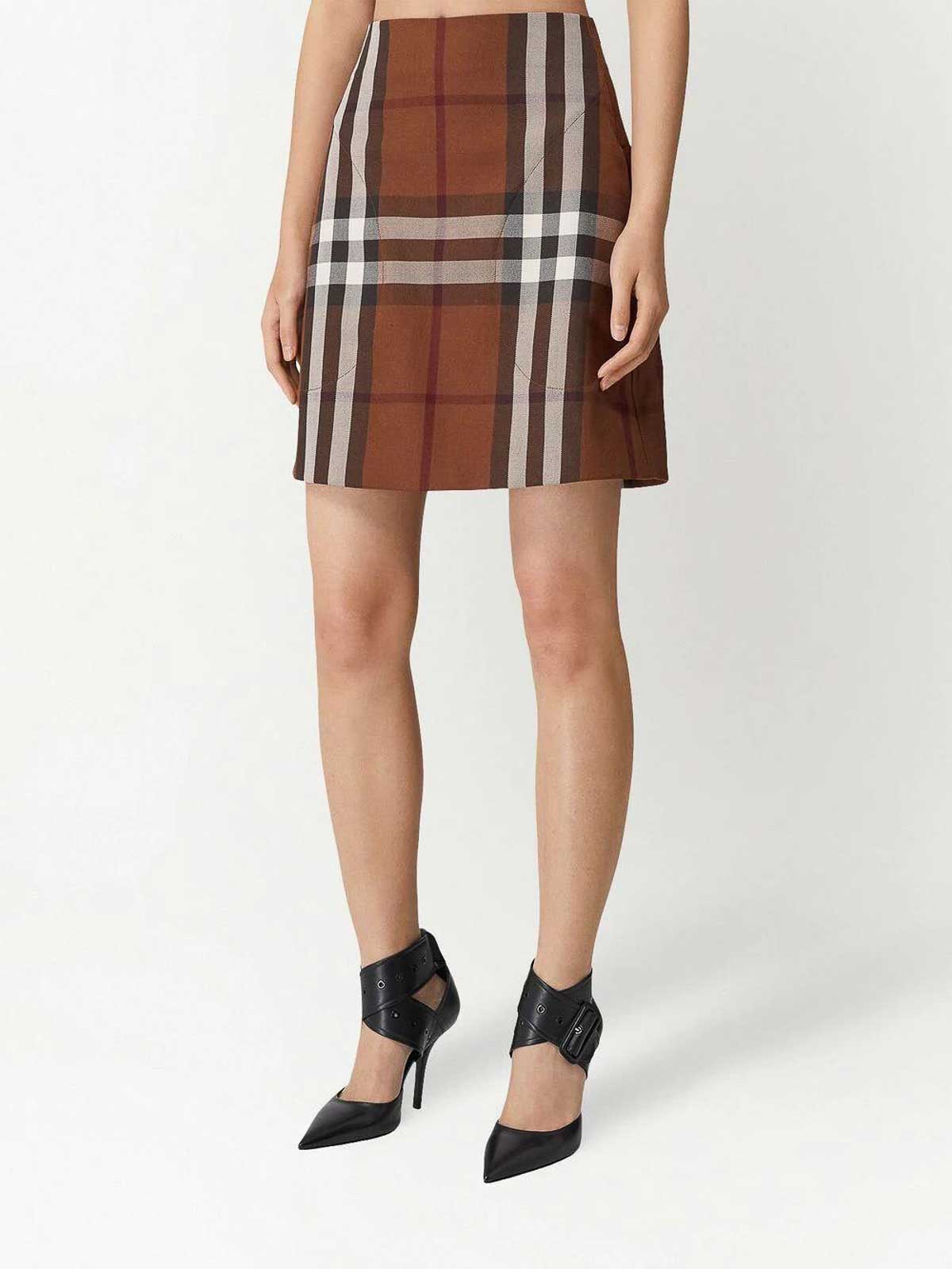 Burberry check-print wool-blend skirt