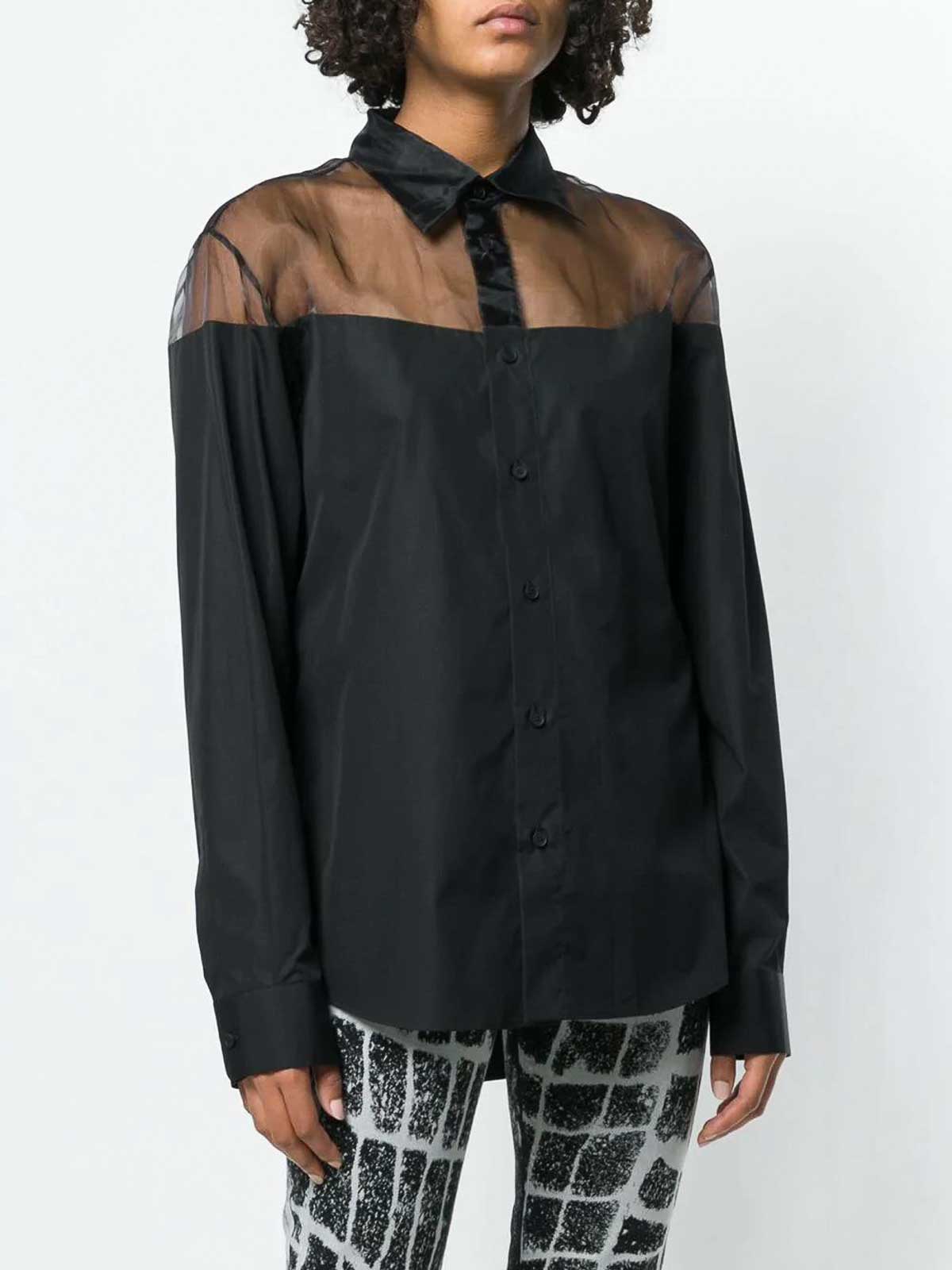 Maison Margiela◆キャミソールドッキング長袖シャツ/40/レーヨン/BLK/S51DL0267// Maison Margiela(メゾンマルジェラ) / キャミソールドッキング