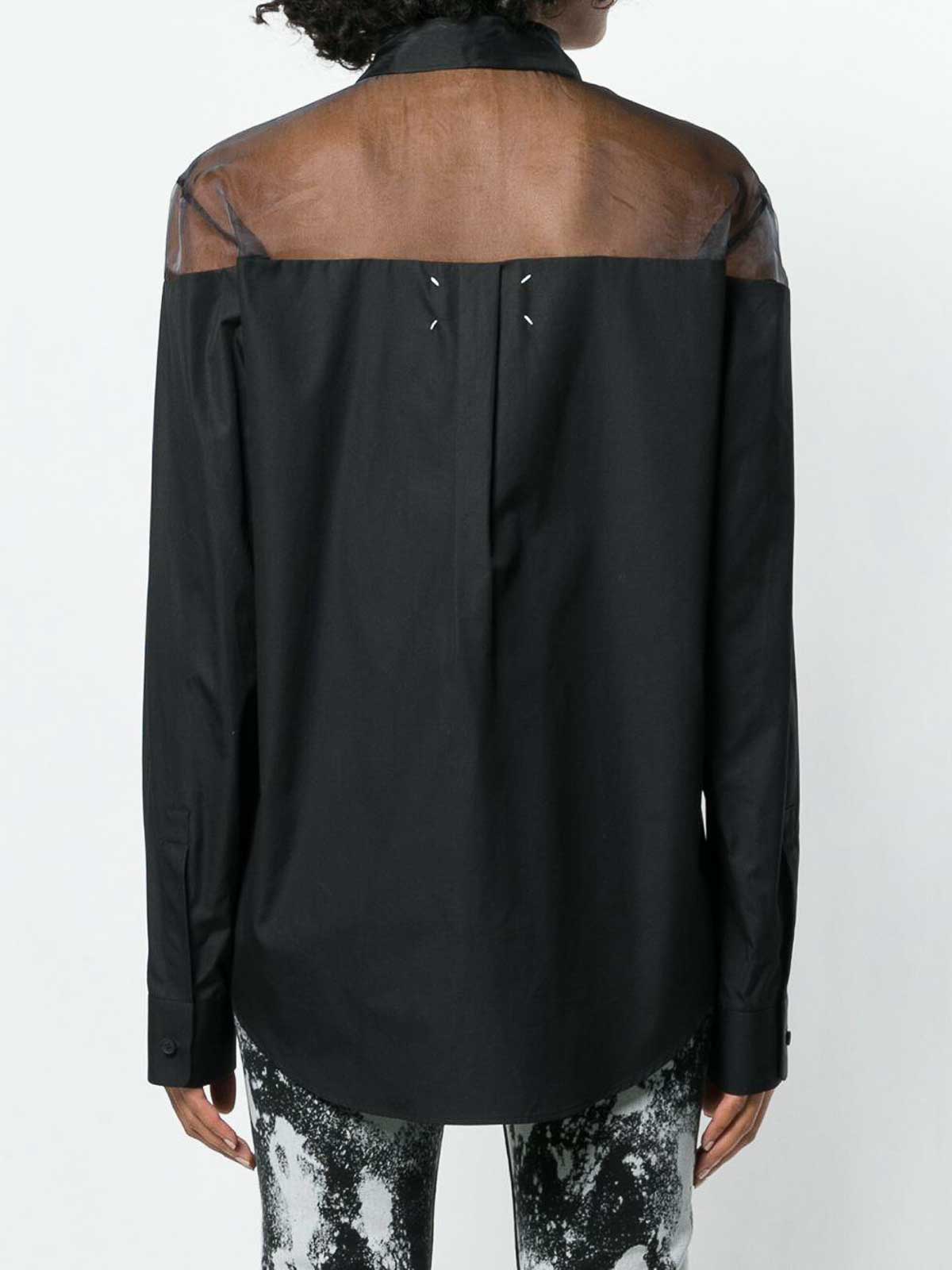 Maison Margiela S51NA0104S24468900 関税送料込 Maison Margiela sheer detail shirt - Black | S51DL0270S44720900
