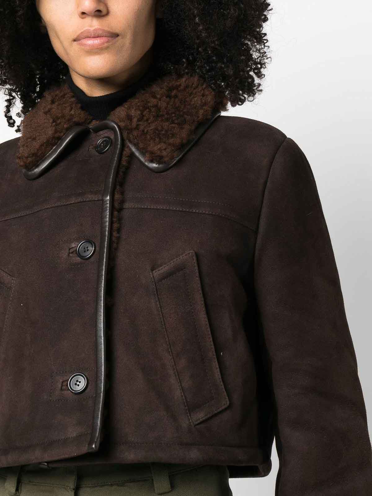 Miu Miu cropped suede jacket - Brown - Women Miu Miu cropped suede jacket - Brown - Women
