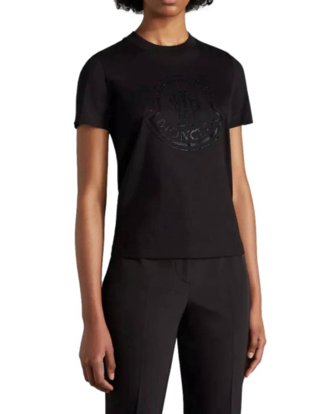 Moncler t-shirt with crystal logo - Black - Women Moncler t-shirt with crystal logo - Black - Women