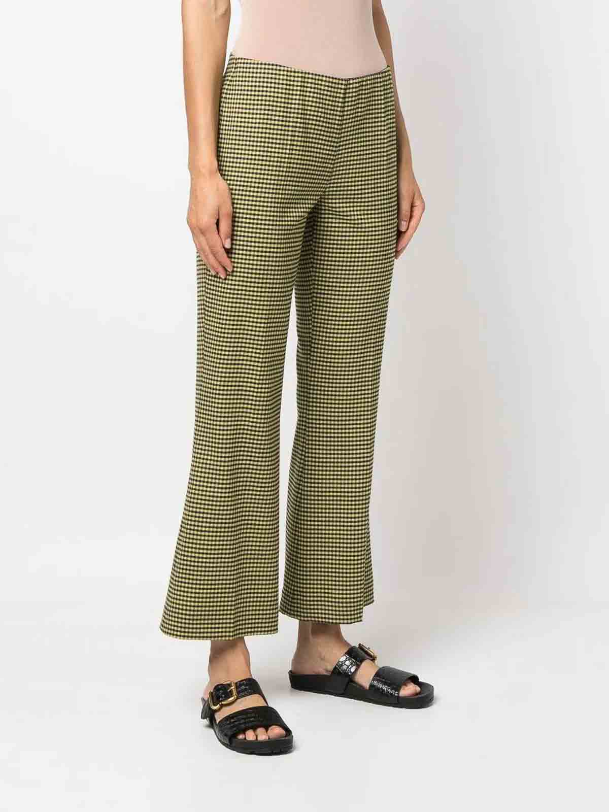Shop P.a.r.o.s.h Tooth Flared Trousers In Yellow