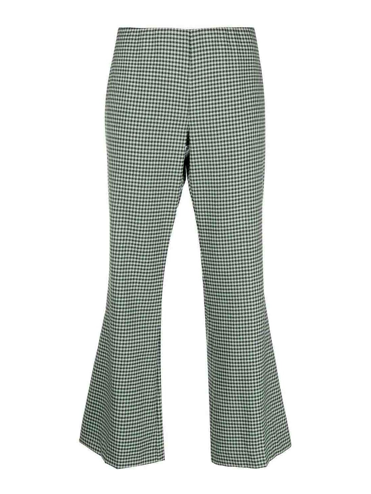 Shop P.a.r.o.s.h Tooth Flared Trousers In Green