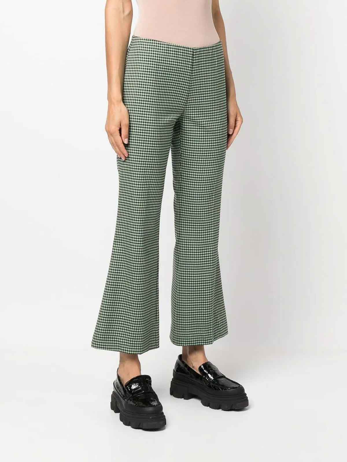 Shop P.a.r.o.s.h Tooth Flared Trousers In Green