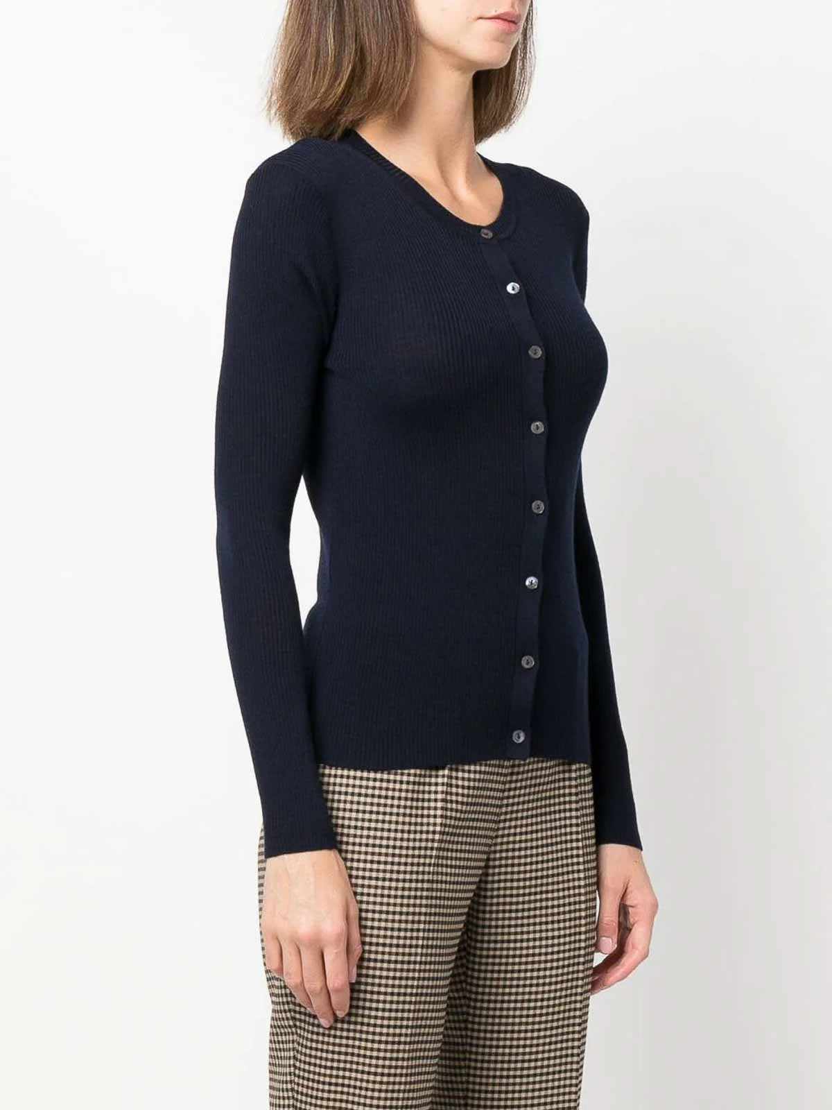 Shop P.a.r.o.s.h Button-up Knitted Cardigan In Dark Blue