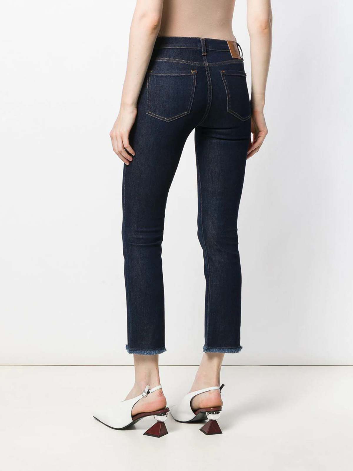 Shop L'autre Chose Ropped Slim-fit Jeans In Blue