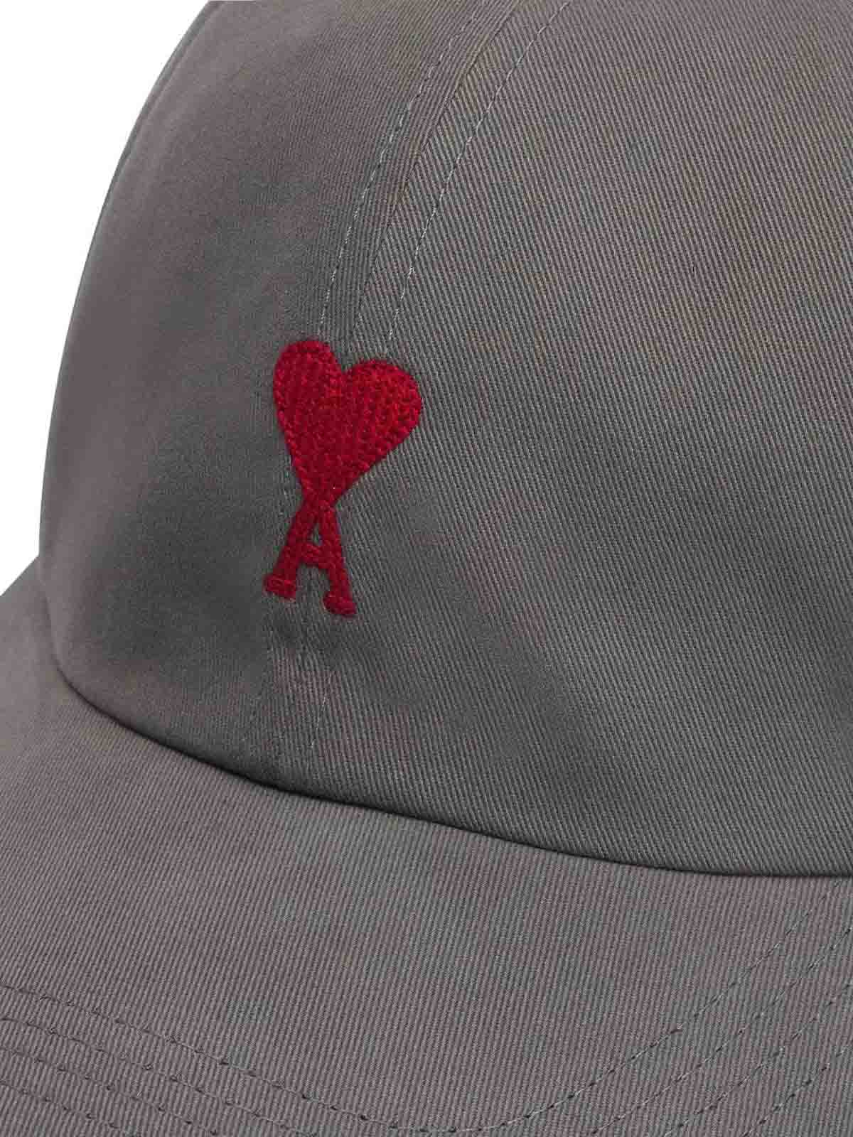 Ami Paris logo-embroidered cotton cap - Grey|UCP006CO0051087