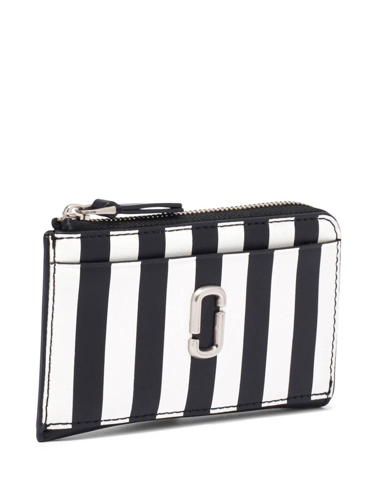 Shop Marc Jacobs The Stripe Zipped Wallet In Black