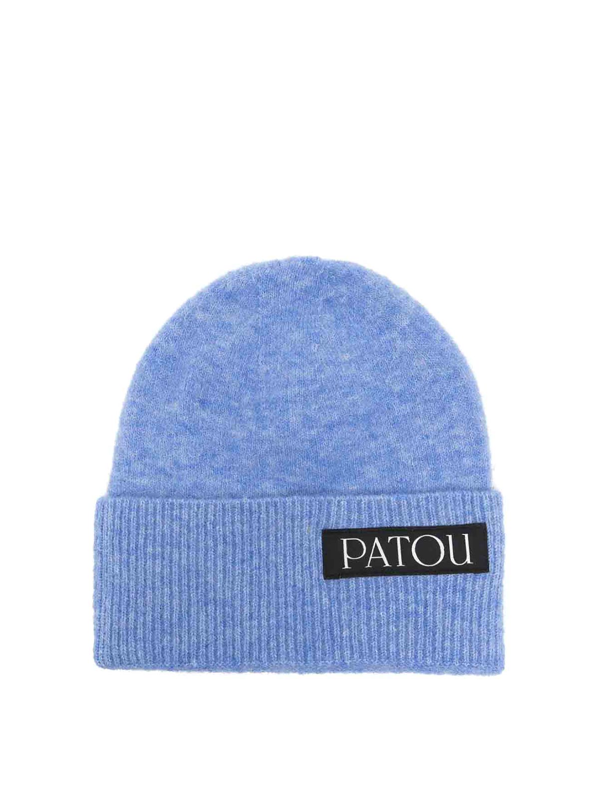 Shop Patou Logo-patch Wool-blend Beanie In Blue