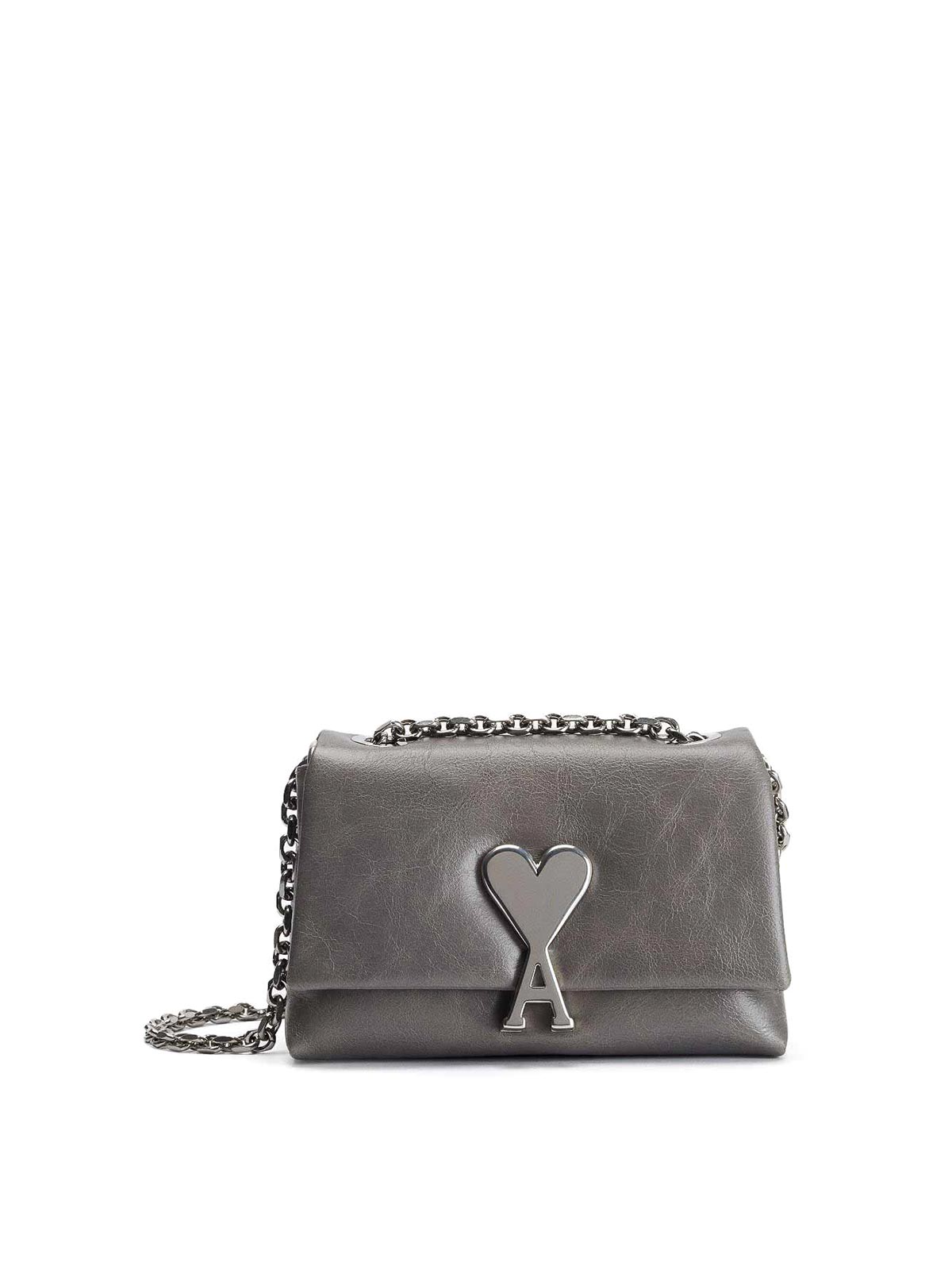 Ami Paris voulez-vous crinkled leather bag - Grey|ULL001AL0013087