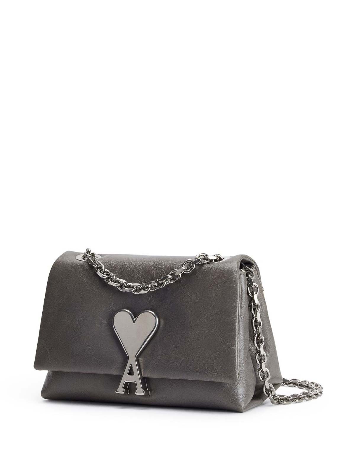 Ami Paris voulez-vous crinkled leather bag - Grey|ULL001AL0013087
